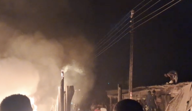 Fire ravages wooden structures on Agbogba to Ritz Junction stretch